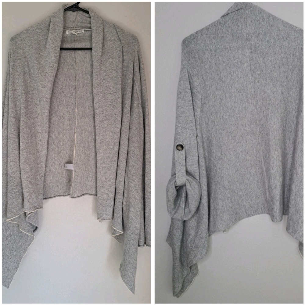 Banana Republic Luxury Cashmere Gray Sweater Cardogan Roll-Tab Sleeve M/L